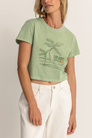 Rhythm Island Hour Vintage Crop Crew Tee with custom print.