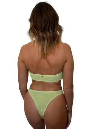 Lokal Grayce Swim Bottom - Ivy, front ring detailing, ribbed material.