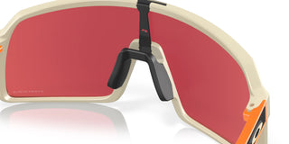 Oakley Sutro Sunglasses, Matte Sand frame, Prizm Snow Sapphire lenses, lightweight design.