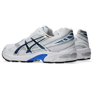 White/Tuna Blue ASICS GEL-1130 Shoes with suede overlays and GEL® cushioning.