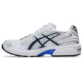 White/Tuna Blue ASICS GEL-1130 Shoes with suede overlays and GEL® cushioning.