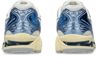 ASICS GEL-KAYANO® 14 running shoe in Cream/Denim Blue with GEL® technology cushioning and TRUSSTIC® support system.