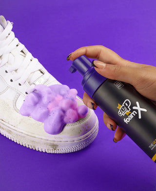 Crep Protect FoamX Cleaner bottle with built-in pump, quick and eco-friendly sneaker cleaning solution.