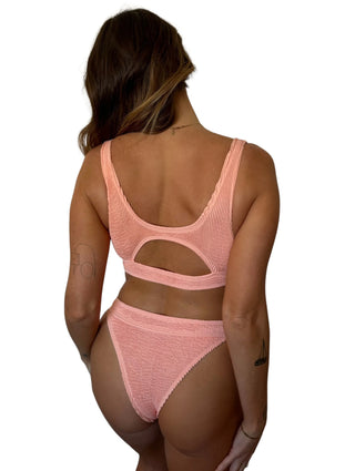 Lokal Alix Swim Top - Nectar with versatile cutouts and ribbed material.