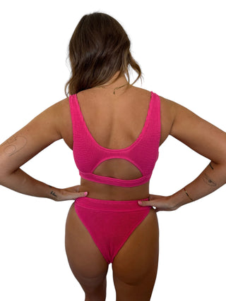 Lokal Janelle Swim Bottom - Petunia, high-waisted, cheeky, ribbed material.