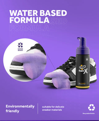 Crep Protect FoamX Cleaner bottle with built-in pump, quick and eco-friendly sneaker cleaning solution.