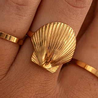 Gold Marella ring with 18K plating, hypoallergenic, nickel-free, and water-resistant.