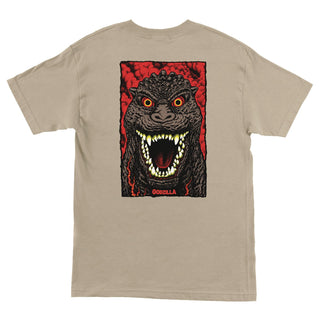 Santa Cruz Godzilla Destroyer Stripes Men's T-Shirt, heavyweight cotton with bold front and back Godzilla artwork.