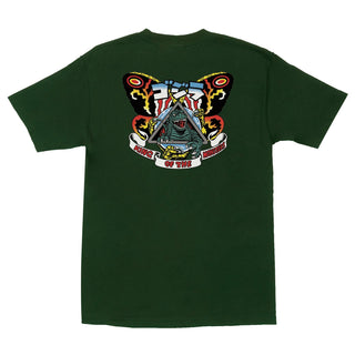 Santa Cruz Godzilla Natas Mothra Men's T-Shirt, heavyweight cotton with small front and large back Godzilla and Mothra artwork.