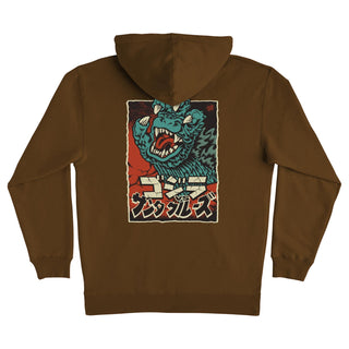 Santa Cruz Godzilla Hand Pullover Hoodie, heavyweight fleece with large back and small front Godzilla Screaming Hand artwork.