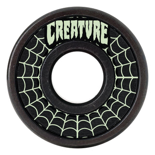 Bronson Speed Co X Creature Skateboards G3 bearings with spider web graphic and glow-in-the-dark coffin box.