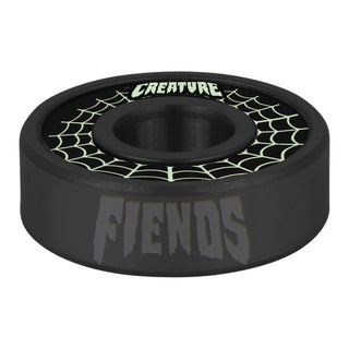 Bronson Speed Co X Creature Skateboards G3 bearings with spider web graphic and glow-in-the-dark coffin box.