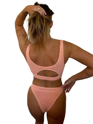 Lokal Janelle Swim Bottom - Nectar, high-waisted, cheeky, ribbed material.