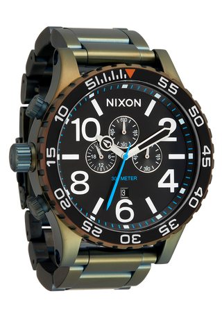 Nixon 51-30 Chrono in black sunray/surplus, oversized face, 300m water resistance.