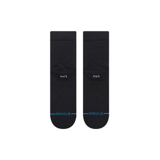 Black Stance Quarter Socks with medium cushioning and seamless toe closure.