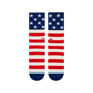 Stance The Fourth St. Socks, red with American flag design, medium cushioning, and breathable mesh vents.