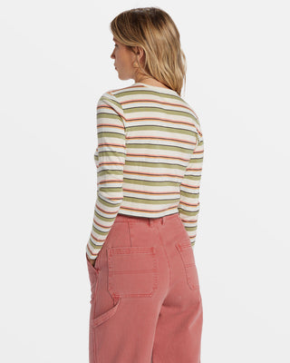 Billabong Tommy Stripe Long Sleeve Top in Weeping Willow, 100% cotton jersey, shrunken fit, and yarn-dyed stripes.