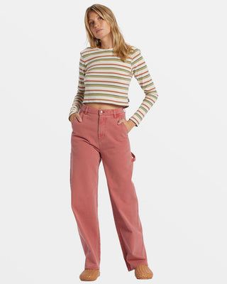 Billabong Tommy Stripe Long Sleeve Top in Weeping Willow, 100% cotton jersey, shrunken fit, and yarn-dyed stripes.