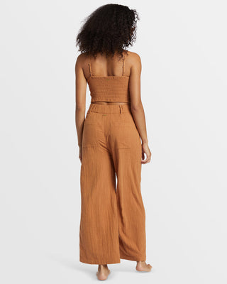 Billabong Tailor Made Pants in Sandalwood, wide-leg with fitted waist and tailored details.