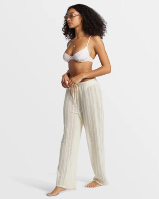 Billabong Beach Pant Cover Up in Salt Crystal with relaxed fit and drawcord waist.