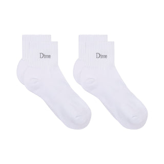 Dime Classic 2-Pack Socks in White made from cotton, spandex, and elastane.