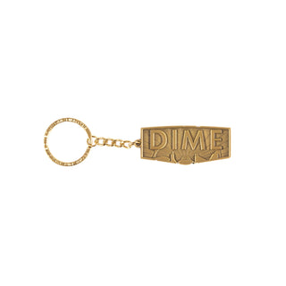 Gold keychain made of zinc alloy with polished finish.