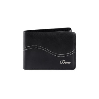 Black Leather bifold wallet with sleek design and durable construction.

