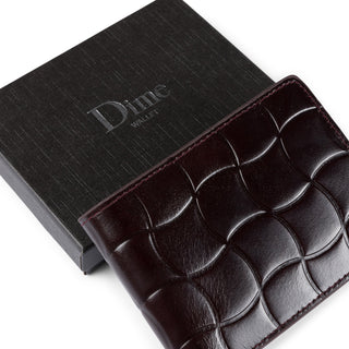  Dime MTL Classic Quilted Wallet in Burgundy, 100% leather.