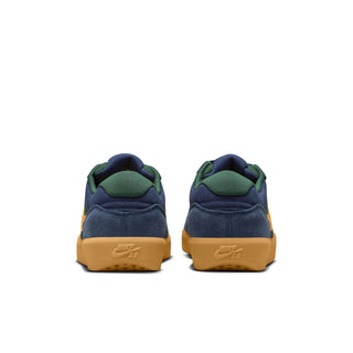 Nike SB Force 58 Skate Shoes in Midnight Navy/University Gold with suede and canvas upper, durable cupsole, and flexible tri-star sole design.