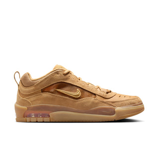 Nike SB Air Max Ishod skate shoes with Max Air and herringbone outsole in Flax/Safety Orange/Wheat.