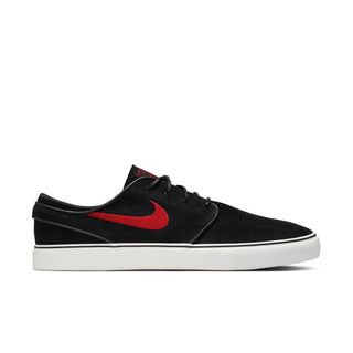 Nike SB Janoski OG+ Shoes in Black/University Red with durable suede upper, Zoom Air cushioning, and vulcanized construction.