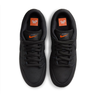 Nike SB Dunk Low Pro skate shoes in black with padded collar.