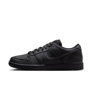 Nike SB Dunk Low Pro skate shoes in black with padded collar.