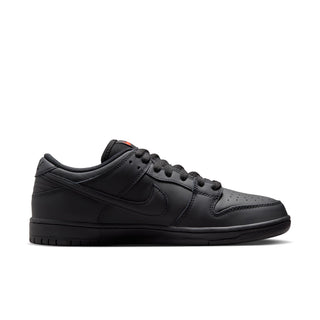 Nike SB Dunk Low Pro skate shoes in black with padded collar.