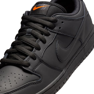 Nike SB Dunk Low Pro skate shoes in black with padded collar.