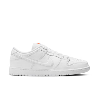 Nike SB Dunk Low Pro ISO Skate Shoes in White/White with foam midsole and rubber outsole.