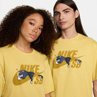 Nike SB Panther Skate T-shirt in Saturn Yellow, 100% cotton, featuring a ribbed collar and woven label.