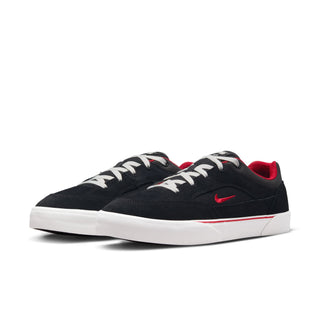 Nike SB Malor skate shoes in Black/Gym Red with durable suede, canvas upper, and flexible vulcanized construction for grip and comfort.