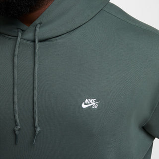 Nike SB green fleece pullover hoodie with logo and roomy fit.

