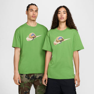 Nike SB Republique Max90 Skate Tee in Chlorophyll with dropped shoulders.