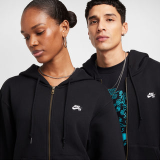 Nike SB full-zip fleece hoodie with embroidered logo and roomy fit.