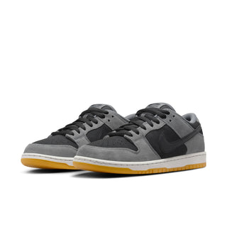 Nike SB Dunk Low Pro in Black and Dark Smoke Grey, suede and leather upper with gum rubber outsole.