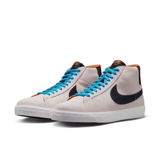 Nike SB Zoom Blazer Mid Electric in Phantom/Black-Monarch-Summit White with suede upper and herringbone pattern outsole.