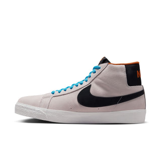 Nike SB Zoom Blazer Mid Electric in Phantom/Black-Monarch-Summit White with suede upper and herringbone pattern outsole.