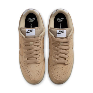 Nike SB Dunk Low Pro B Parachute Beige with premium leather, plush padding, foam midsole, and durable rubber outsole for skateboarding.