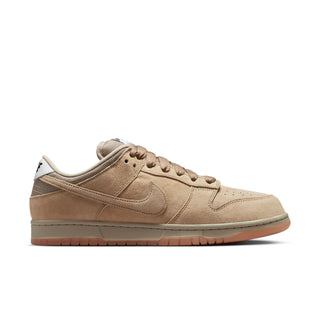 Nike SB Dunk Low Pro B Parachute Beige with premium leather, plush padding, foam midsole, and durable rubber outsole for skateboarding.