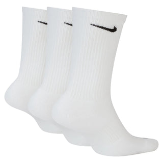 Nike Everyday Plus white crew socks with extra cushioning and breathable fabric.