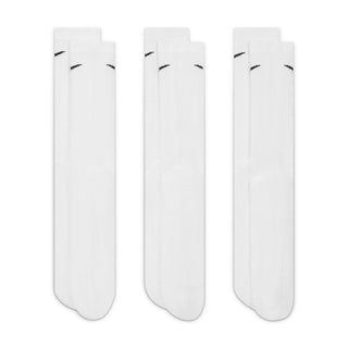 Nike Everyday Plus white crew socks with extra cushioning and breathable fabric.