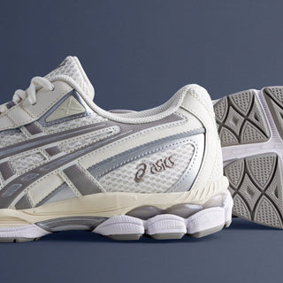 ASICS GEL-NYC 2055 sneaker in Cream/Steeple Grey with GEL® technology and retro design.