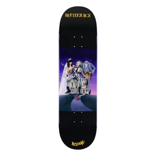 Welcome x Beetlejuice Showtime Popsicle deck, 9.0" x 31.85", purple dip, officially licensed Beetlejuice collaboration.